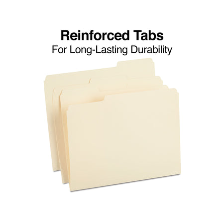 Staples 100% Recycled Heavyweight Reinforced File Folders, 1/3-Cut Tab, Letter Size, Manila, 50/Box