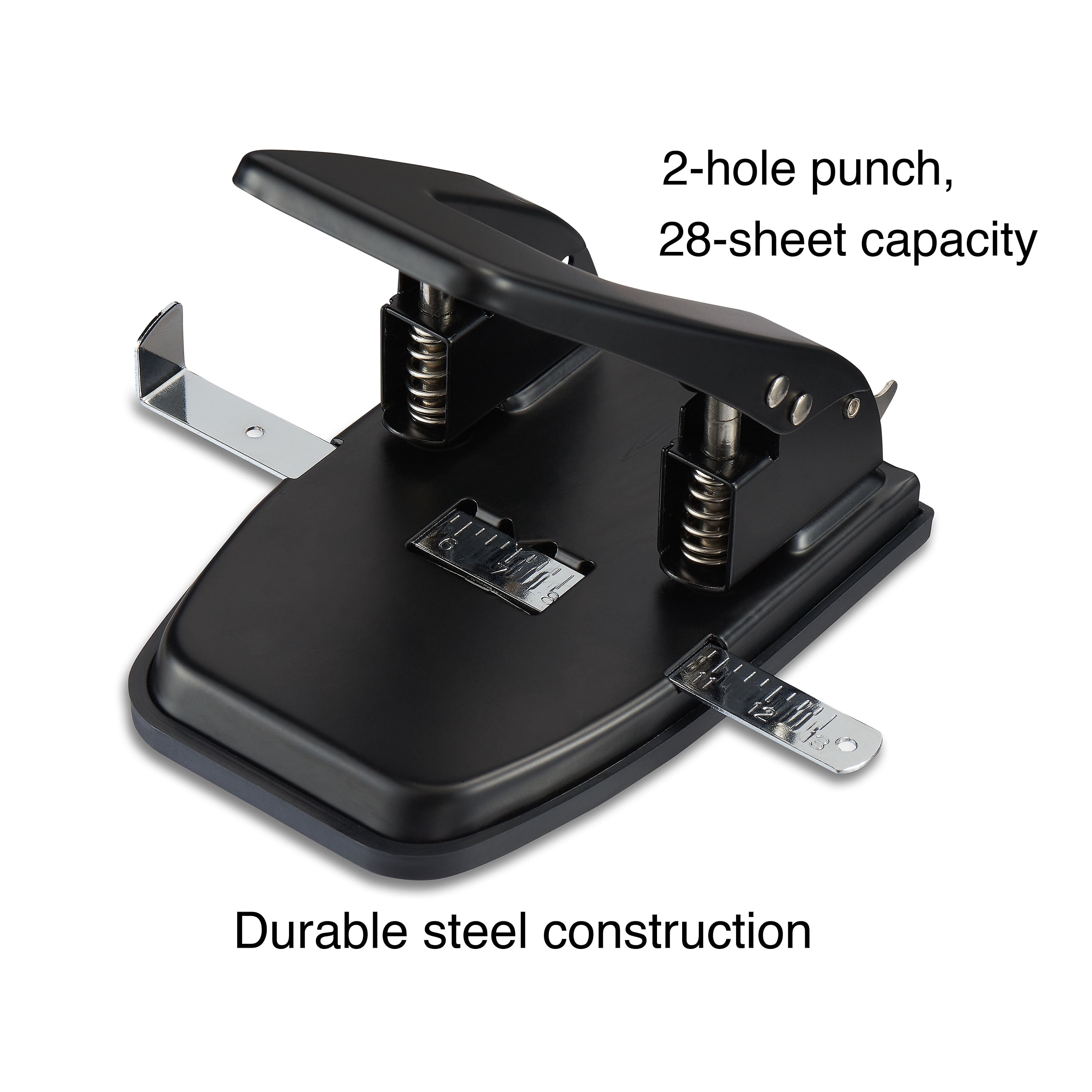 Staples® 10575-CC 2-Hole Punch, 28 Sheets/20 lb., Black, 12/Ct