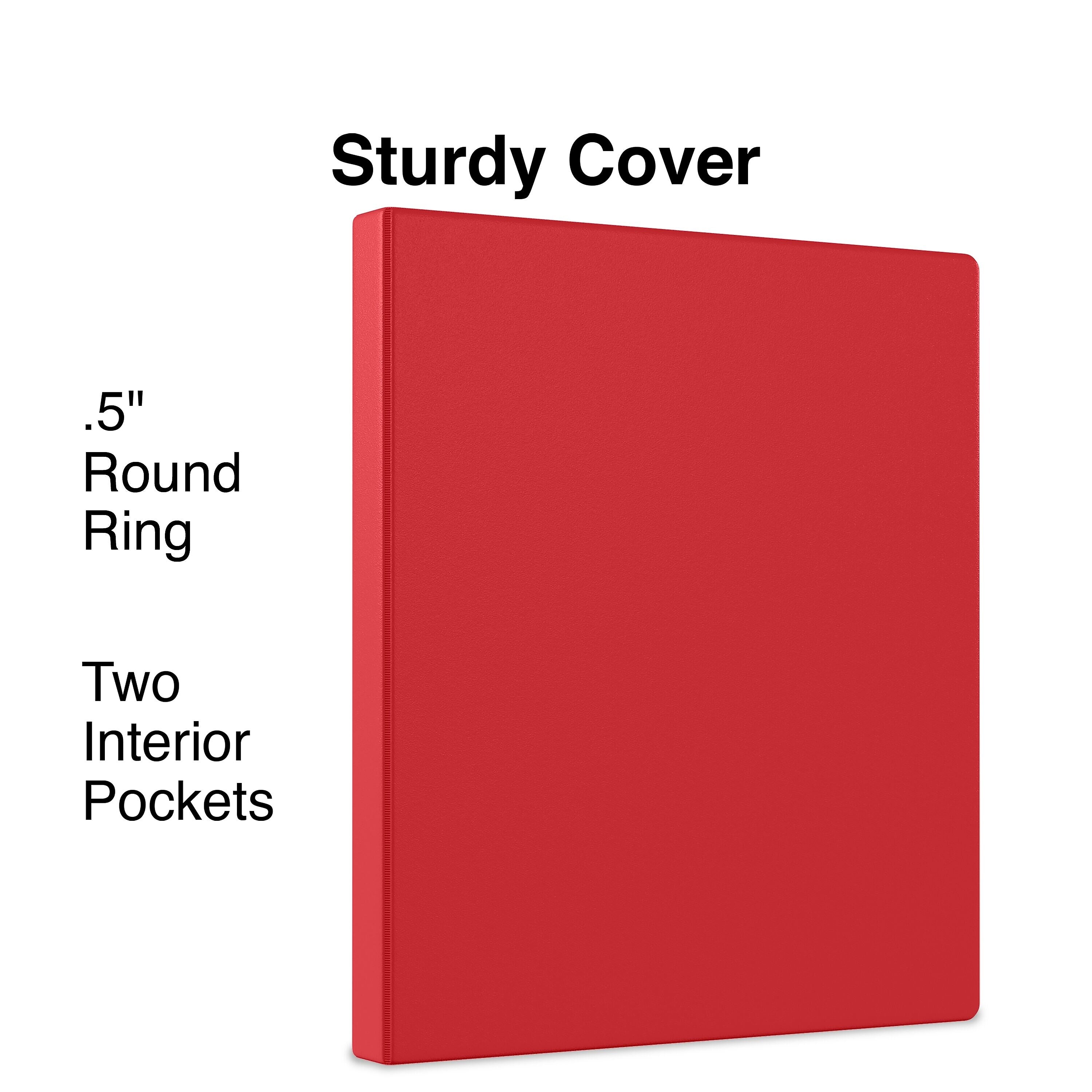 Staples 1/2" 3-Ring Non-View Binder, Red