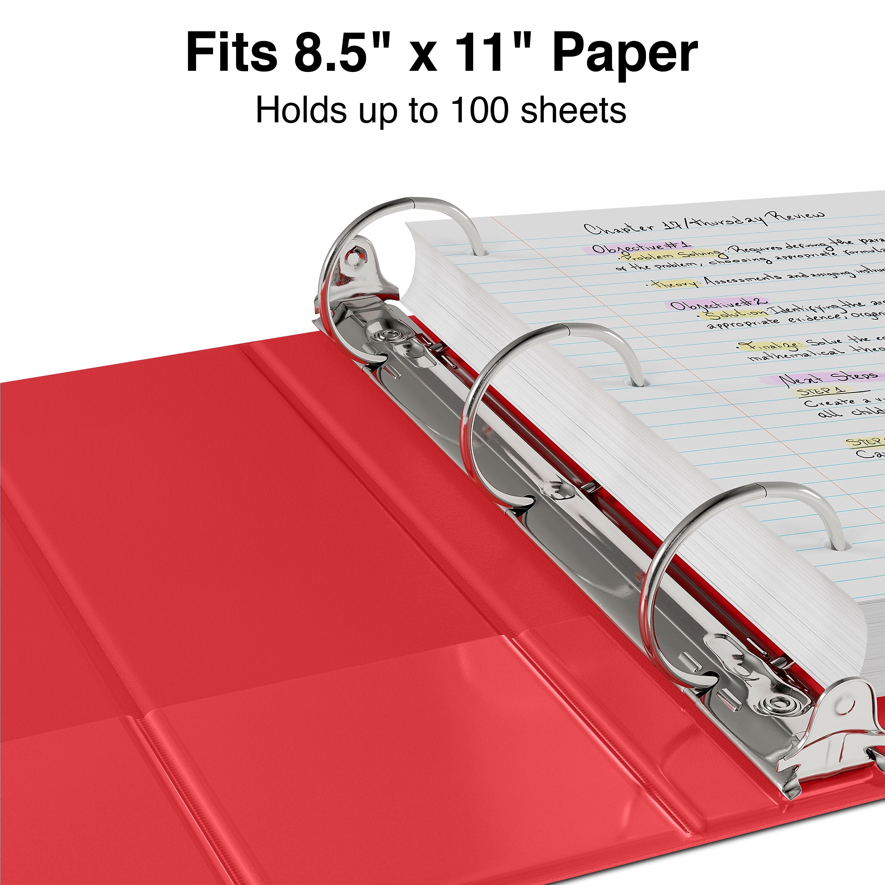 Staples 1/2" 3-Ring Non-View Binder, Red