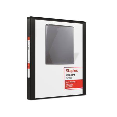 Staples 1/2" 3-Ring View Binder, D-Ring, Black