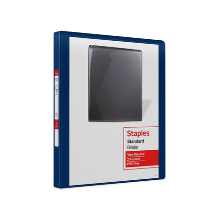 Staples 1/2" 3-Ring View Binder, D-Ring, Navy Blue