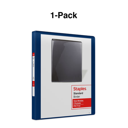 Staples 1/2" 3-Ring View Binder, D-Ring, Navy Blue