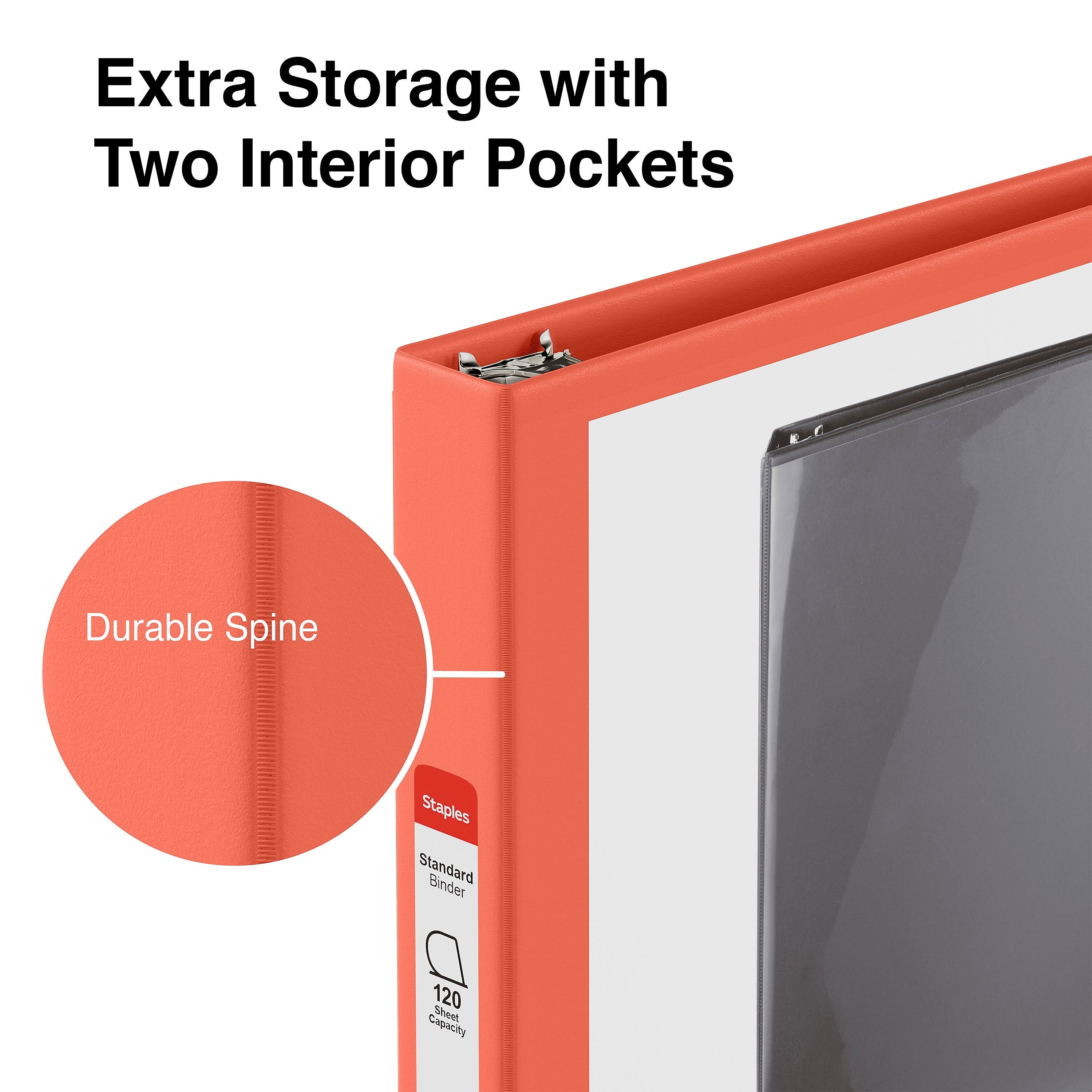 Staples 1/2" 3-Ring View Binder, D-Ring, Orange