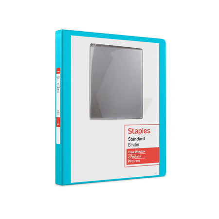 Staples 1/2" 3-Ring View Binder, D-Ring Teal