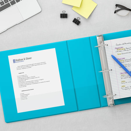 Staples 1/2" 3-Ring View Binder, D-Ring Teal