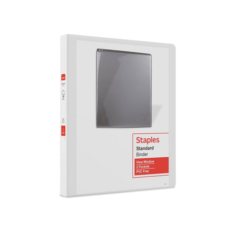 Staples 1/2" 3-Ring View Binder, D-Ring, White