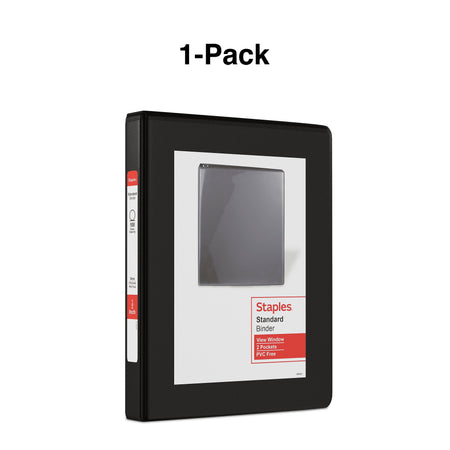 Staples 1/2" 3-Ring View Micro Binder, Black