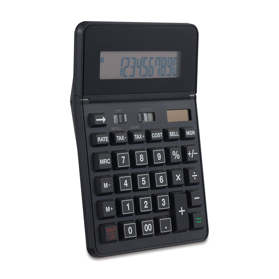 Staples 12-Digit Solar and Battery Basic Calculator, Black