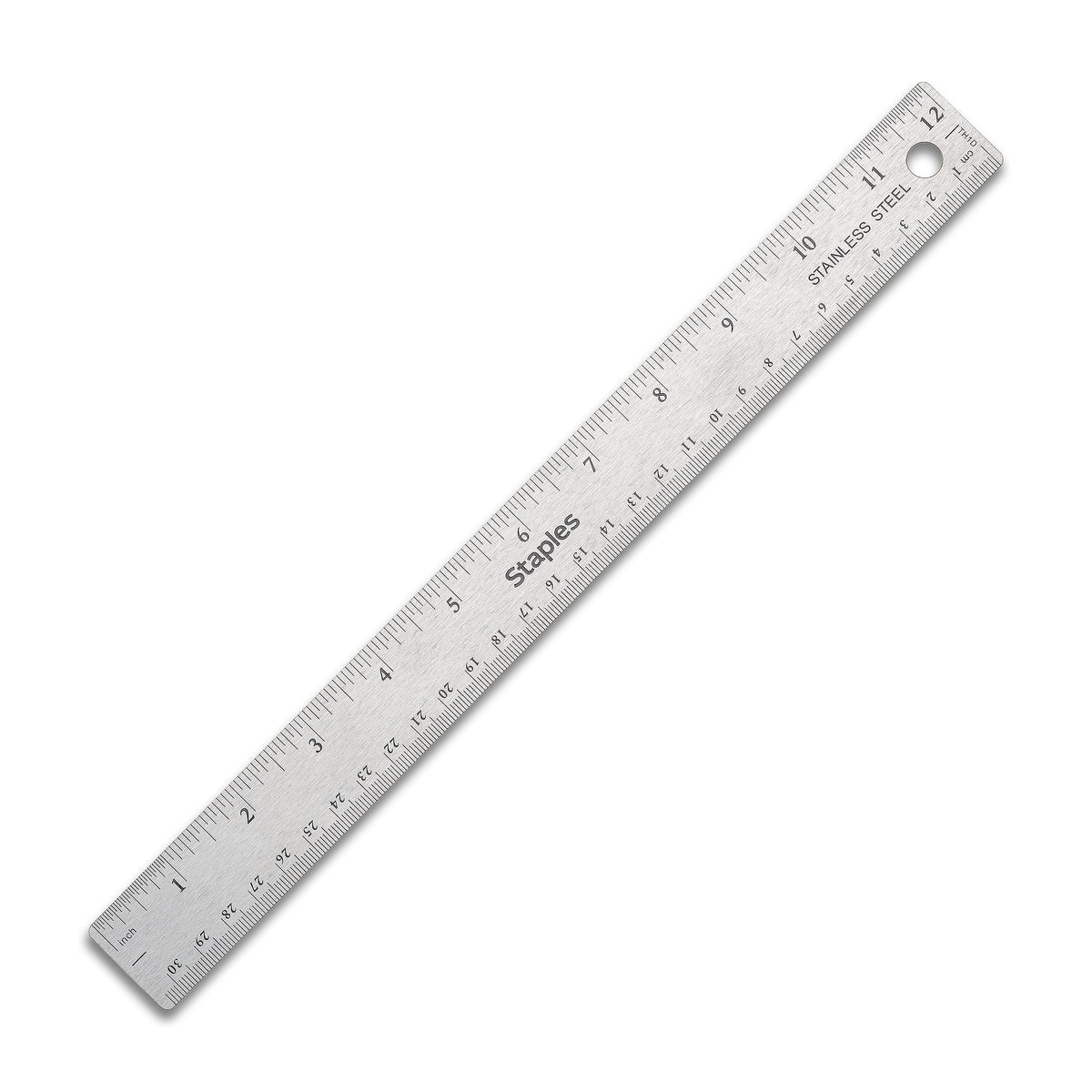 Staples 12" Metal Standard Imperial/Metric Scales Ruler