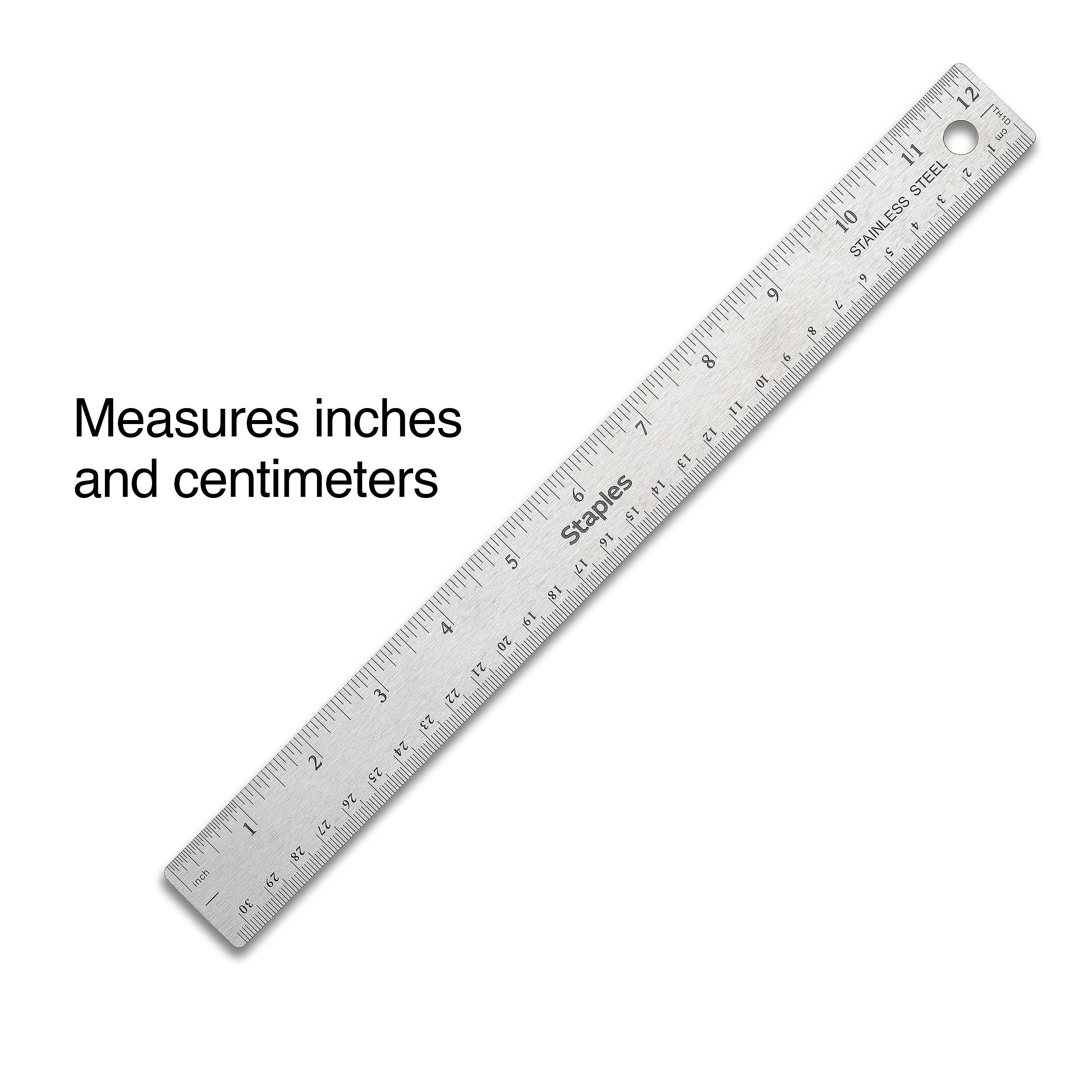 Staples 12" Metal Standard Imperial/Metric Scales Ruler