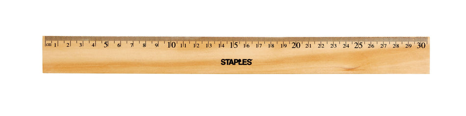 Staples 12" Wood/Brass Double Edge Ruler
