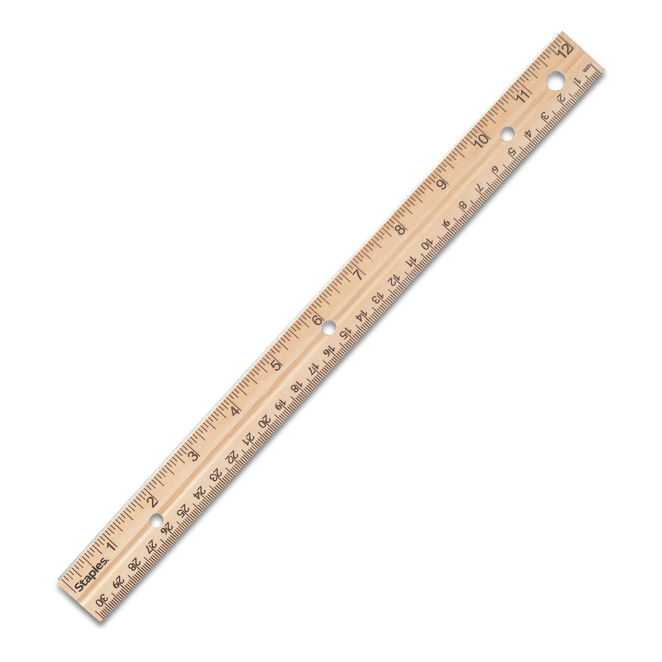 Staples 12" Wooden Imperial/Metric Ruler