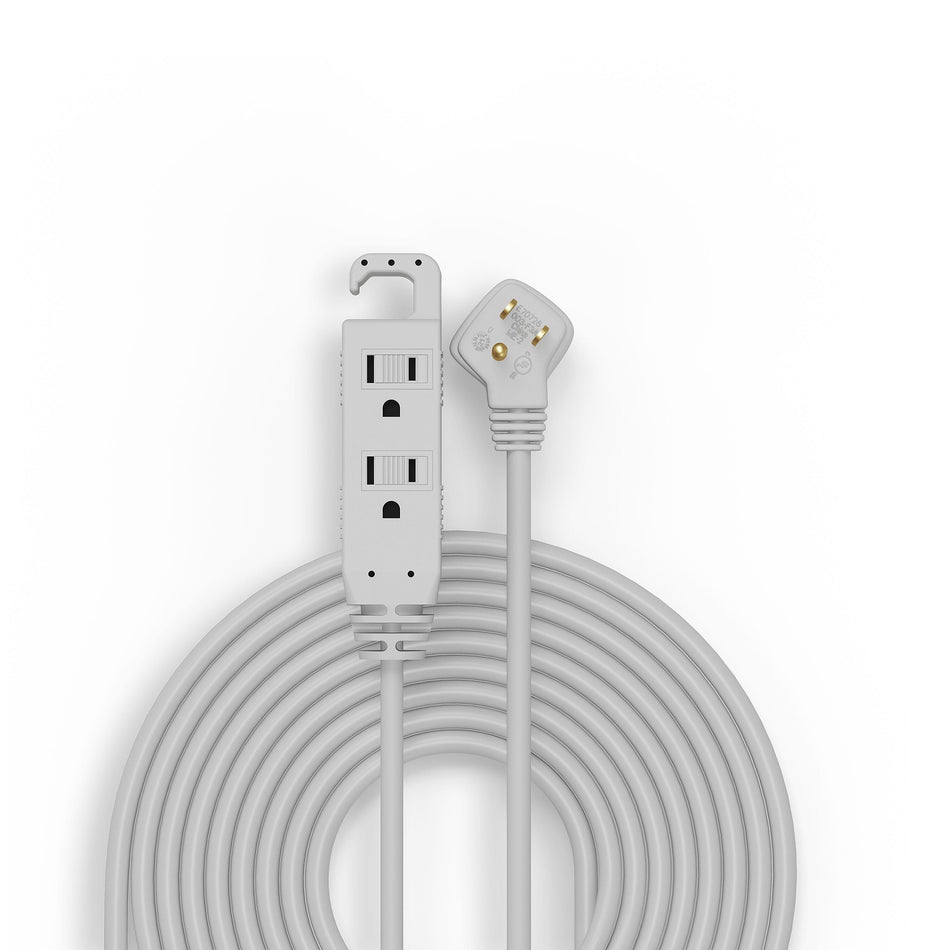 Staples 15' Extension Cord 3-Outlet with Safety Covers, Gray