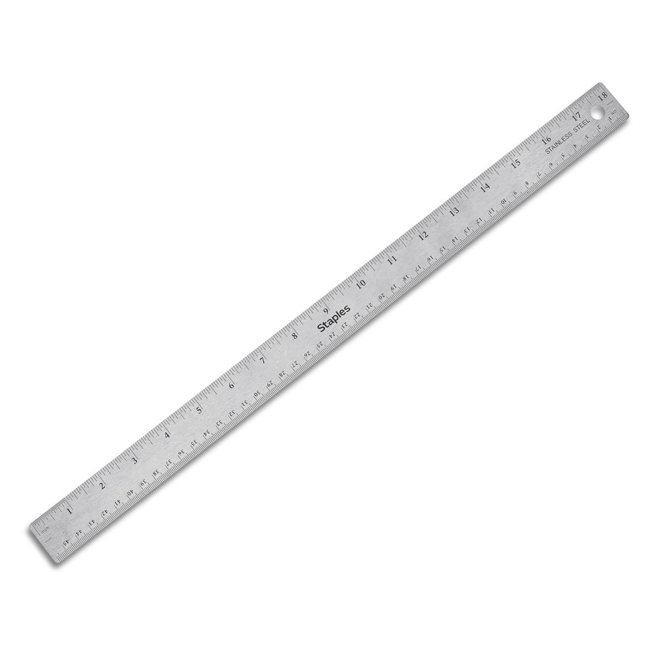 Staples 18" Stainless Steel Ruler with Non Slip Cork Base