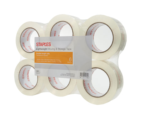 Staples® 1.88" x 109 yds Lightweight Moving and Storage Packing Tape, Clear, 6 Rolls/Pack