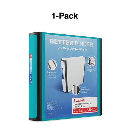 Staples 2" 3-Ring Better Binder, D-Ring, Light Blue