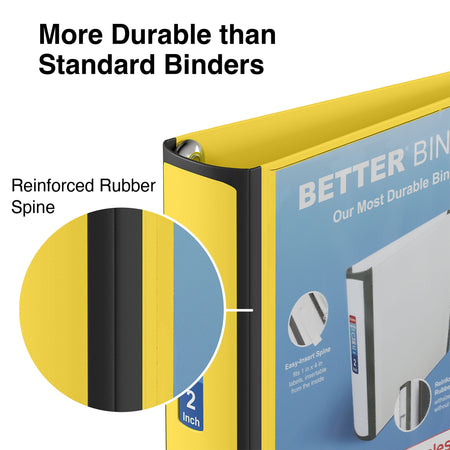 Staples 2" 3-Ring Better Binder, D-Ring, Yellow