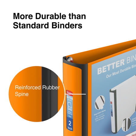 Staples 2" 3-Ring Better Binder, Slant Ring, Bright Orange