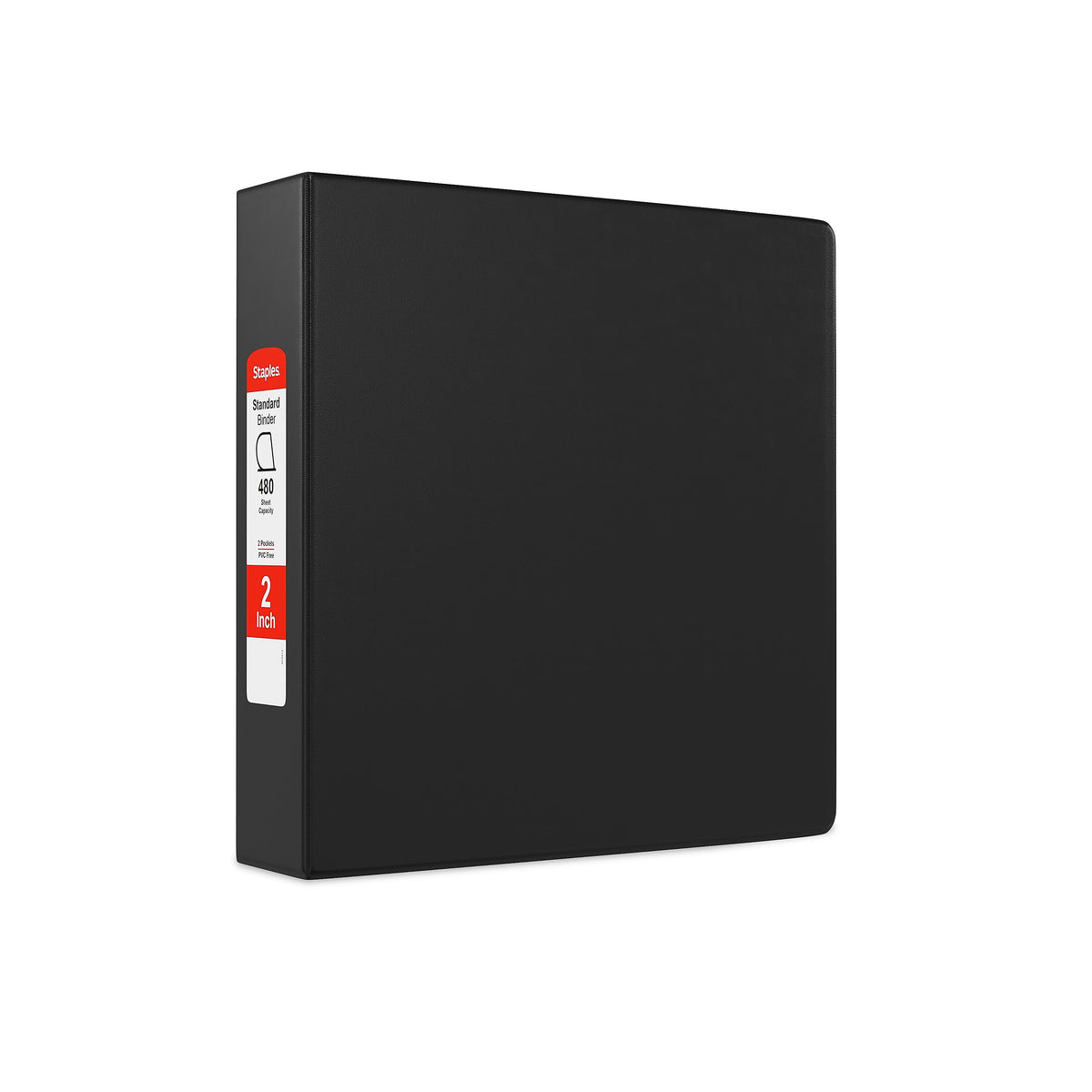 Staples 2" 3-Ring Non-View Binder, D-Ring, Black