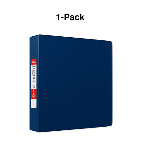 Staples 2" 3-Ring Non-View Binder, D-Ring, Navy Blue