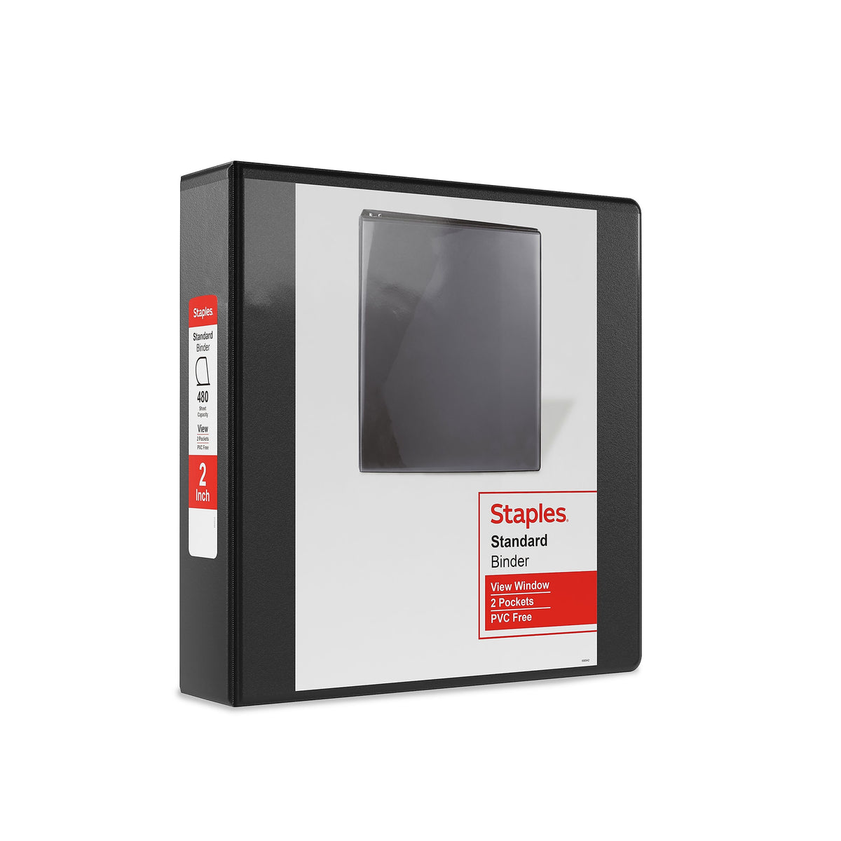 Staples 2" 3-Ring View Binder, D-Ring, Black