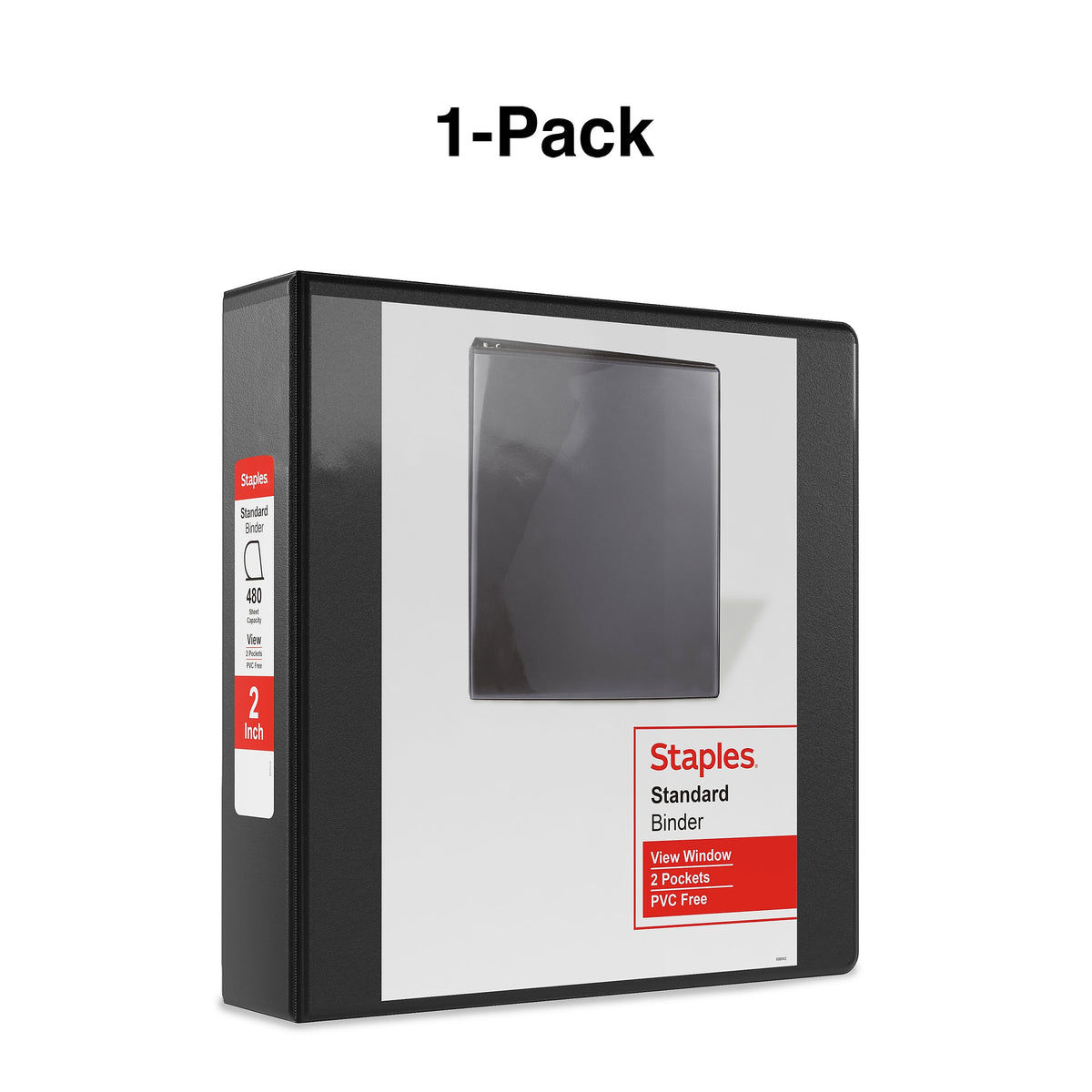 Staples 2" 3-Ring View Binder, D-Ring, Black