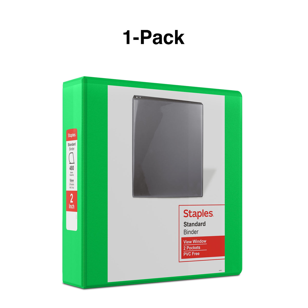 Staples 2" 3-Ring View Binder, D-Ring, Green