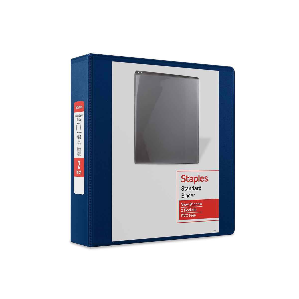 Staples 2" 3-Ring View Binder, D-Ring, Navy Blue