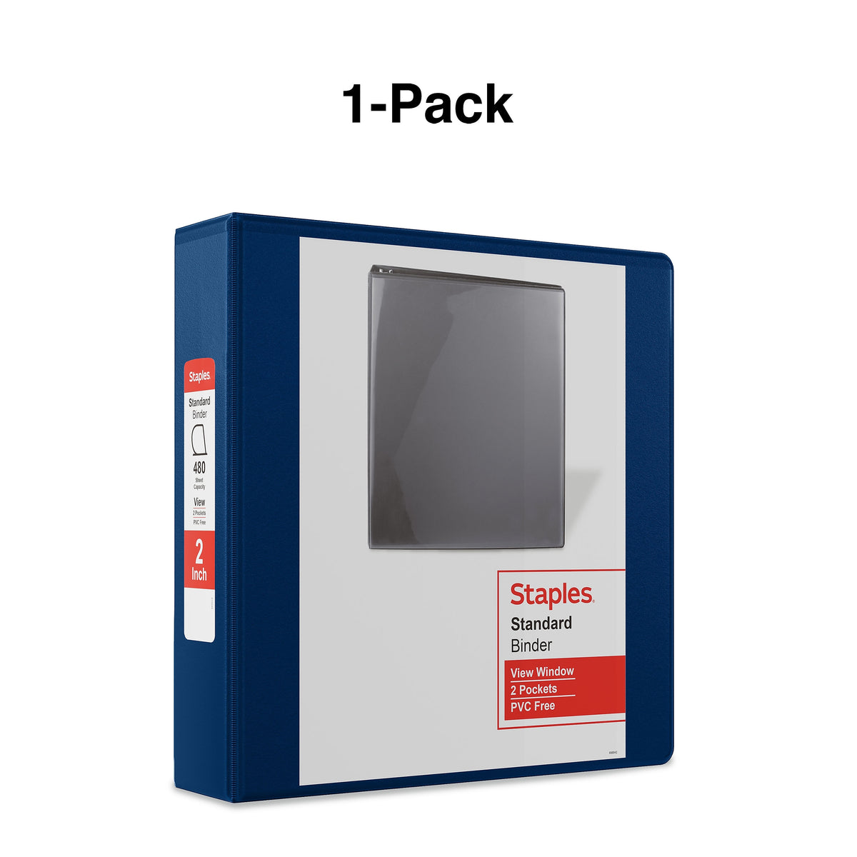 Staples 2" 3-Ring View Binder, D-Ring, Navy Blue