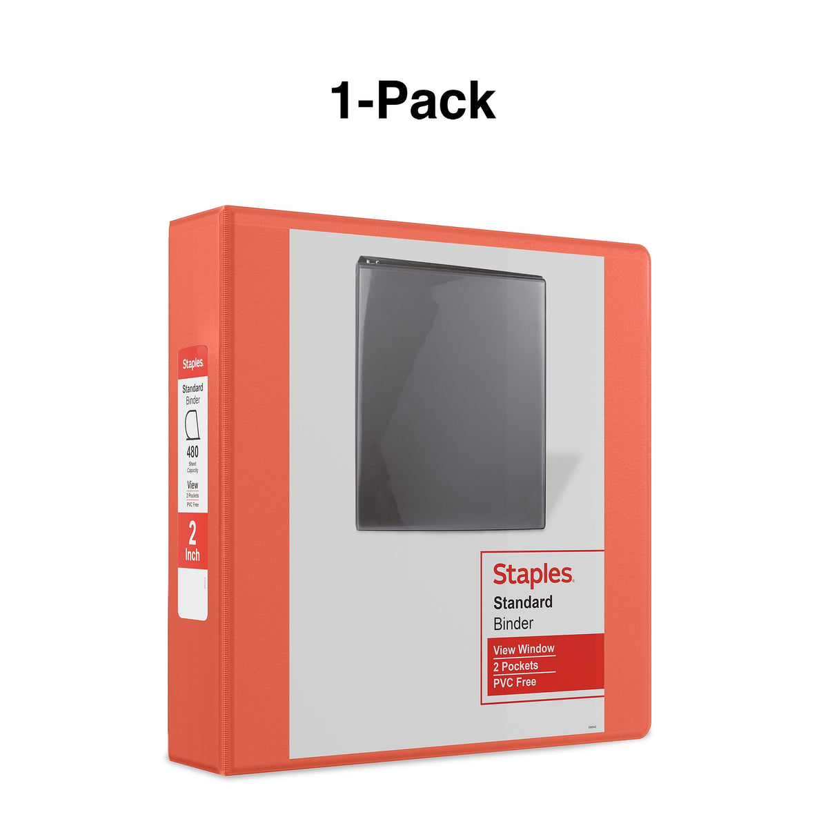 Staples 2" 3-Ring View Binder, D-Ring, Orange