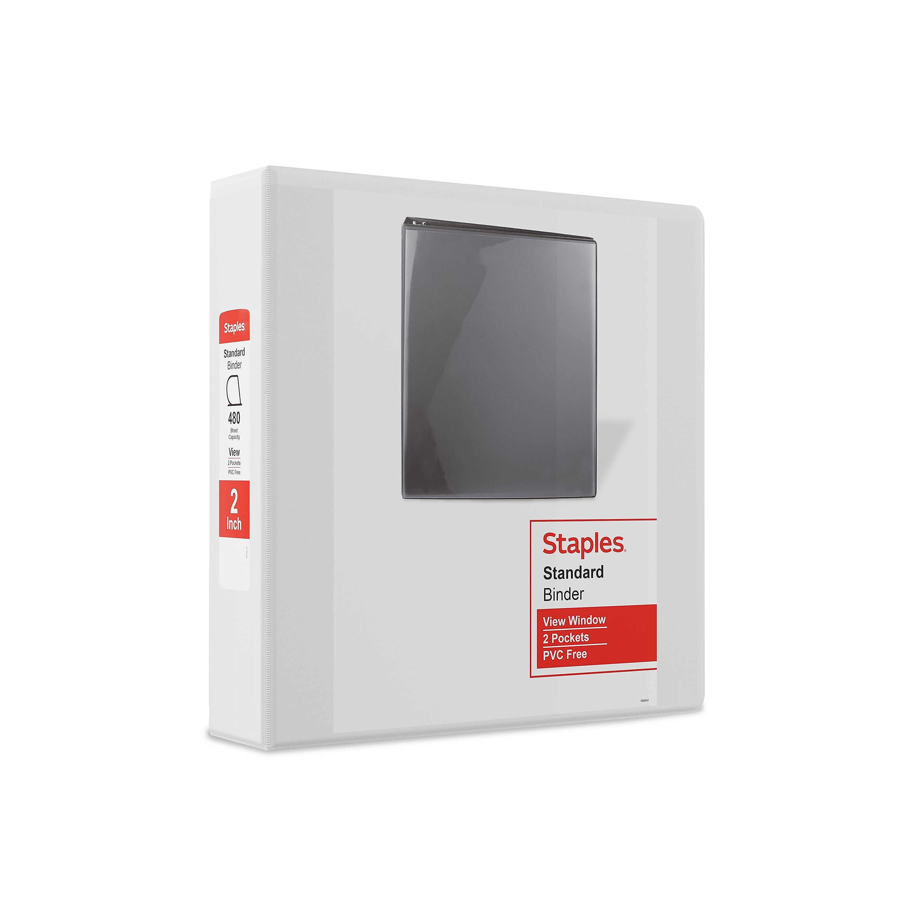 Staples 2" 3-Ring View Binder, D-Ring, White