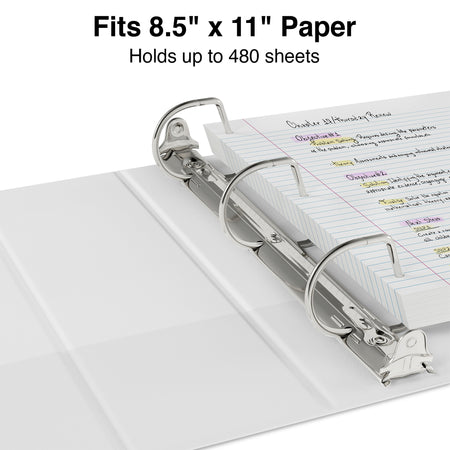 Staples 2" 3-Ring View Binders, D-Ring, White, 6/Pack