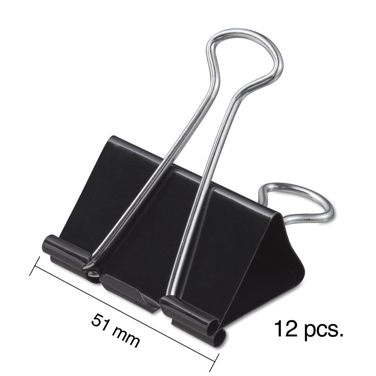 Staples 2" Binder Clips, Large, Black, 12/Pack