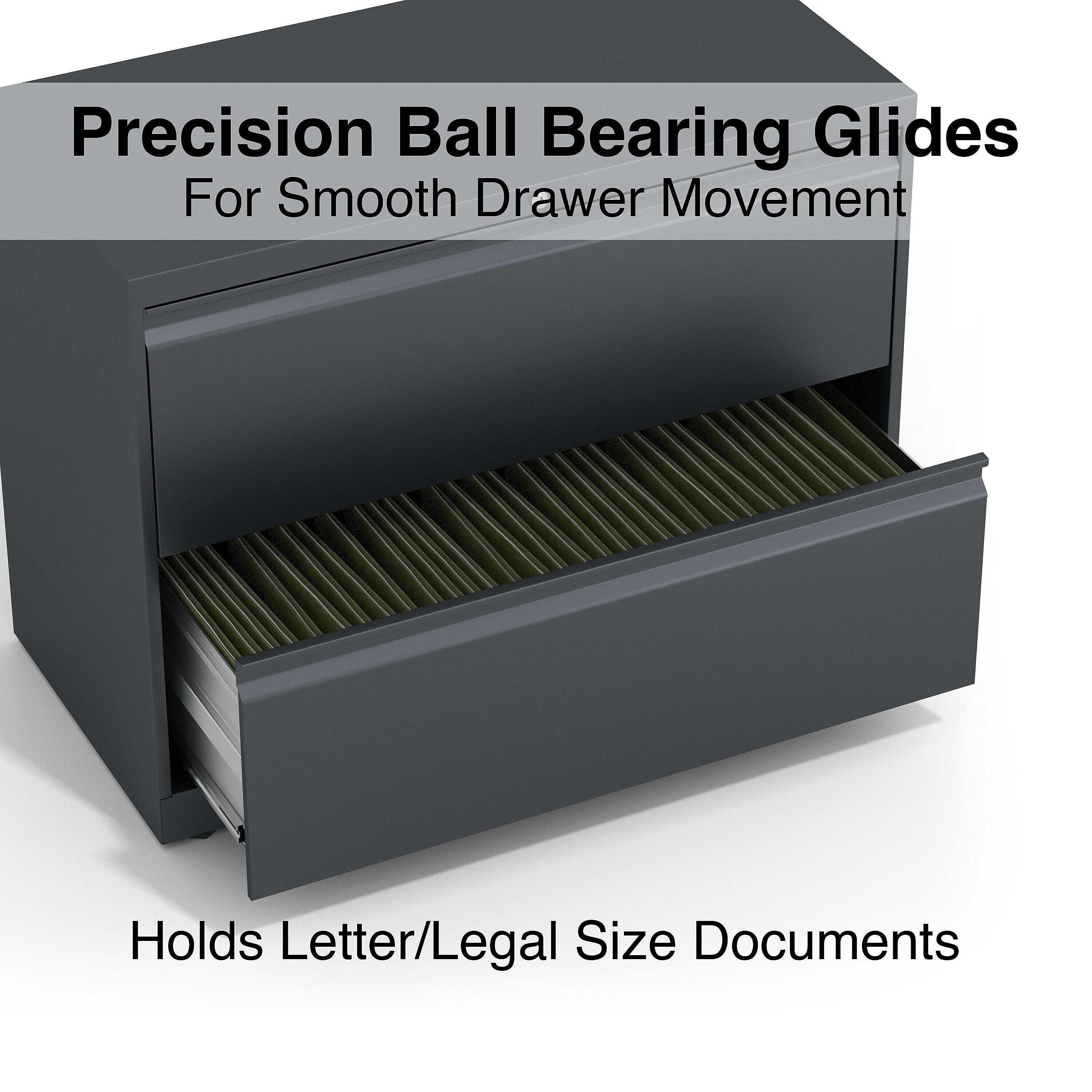 Staples 2-Drawer Lateral File Cabinet, Locking, Letter/Legal, Charcoal, 36