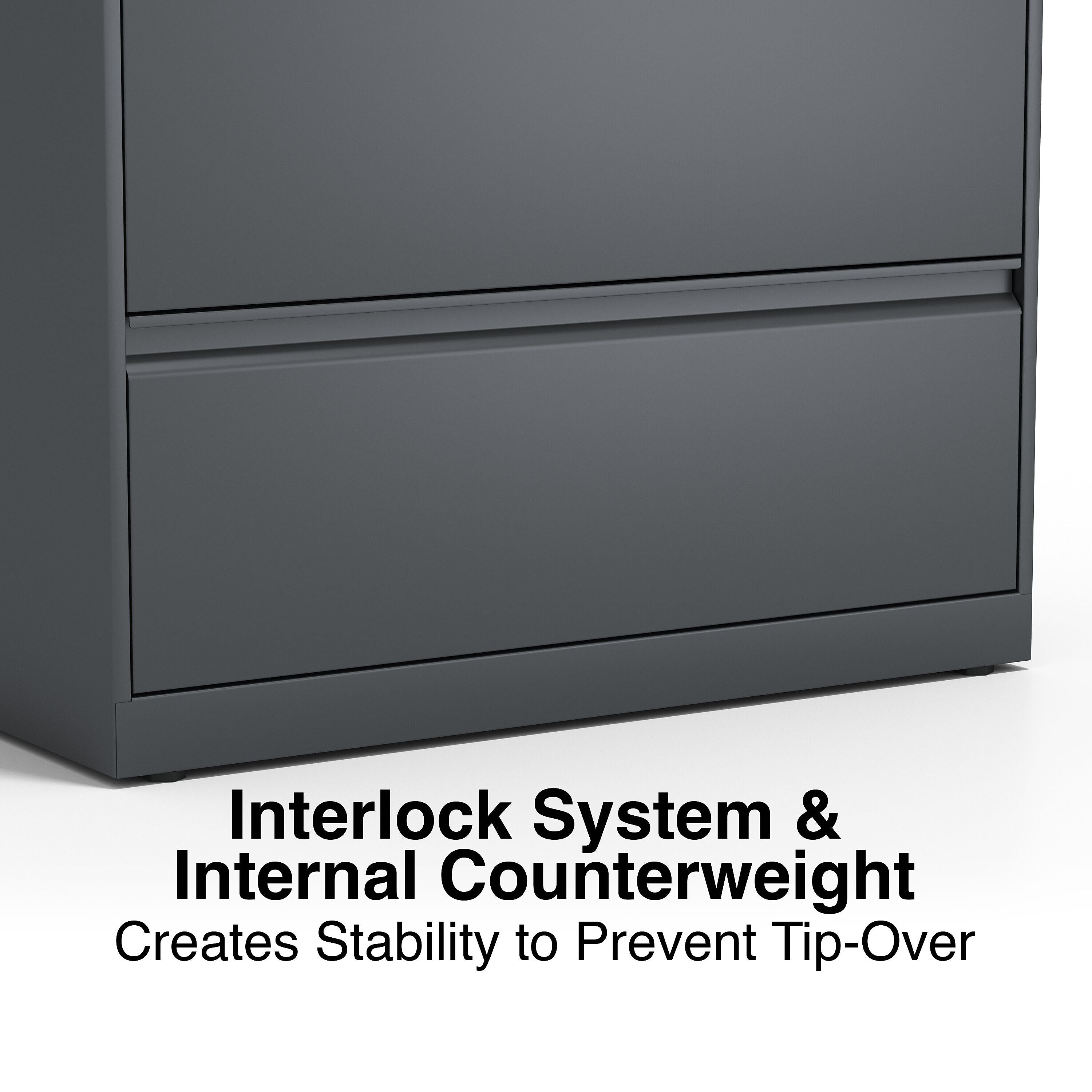 Staples 2-Drawer Lateral File Cabinet, Locking, Letter/Legal, Charcoal, 36
