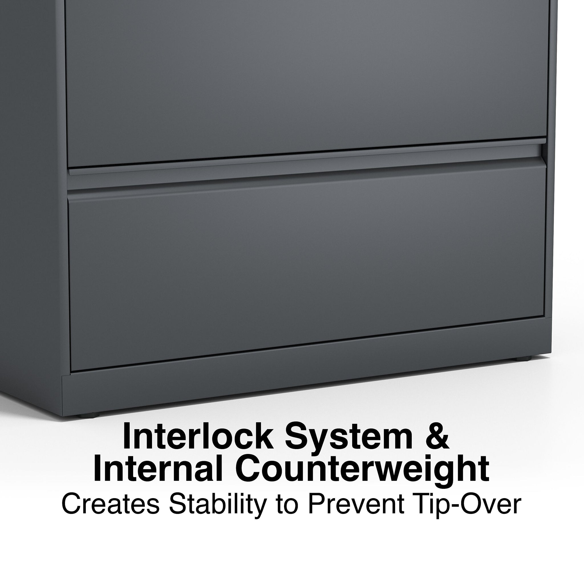Staples 2-Drawer Lateral File Cabinet, Locking, Letter/Legal, Charcoal, 36