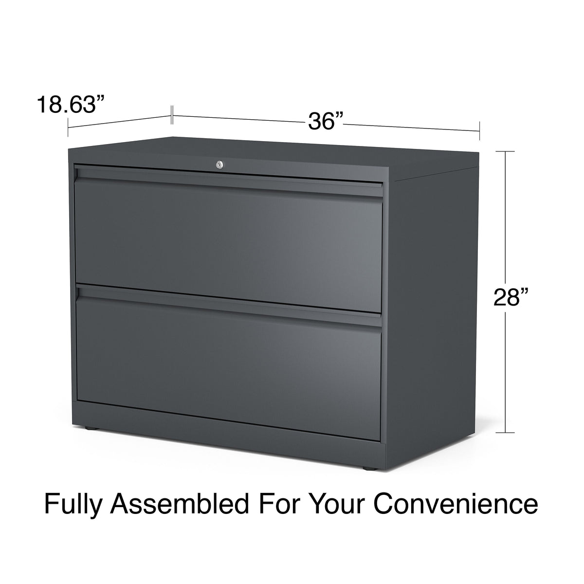 Staples 2-Drawer Lateral File Cabinet, Locking, Letter/Legal, Charcoal, 36"W