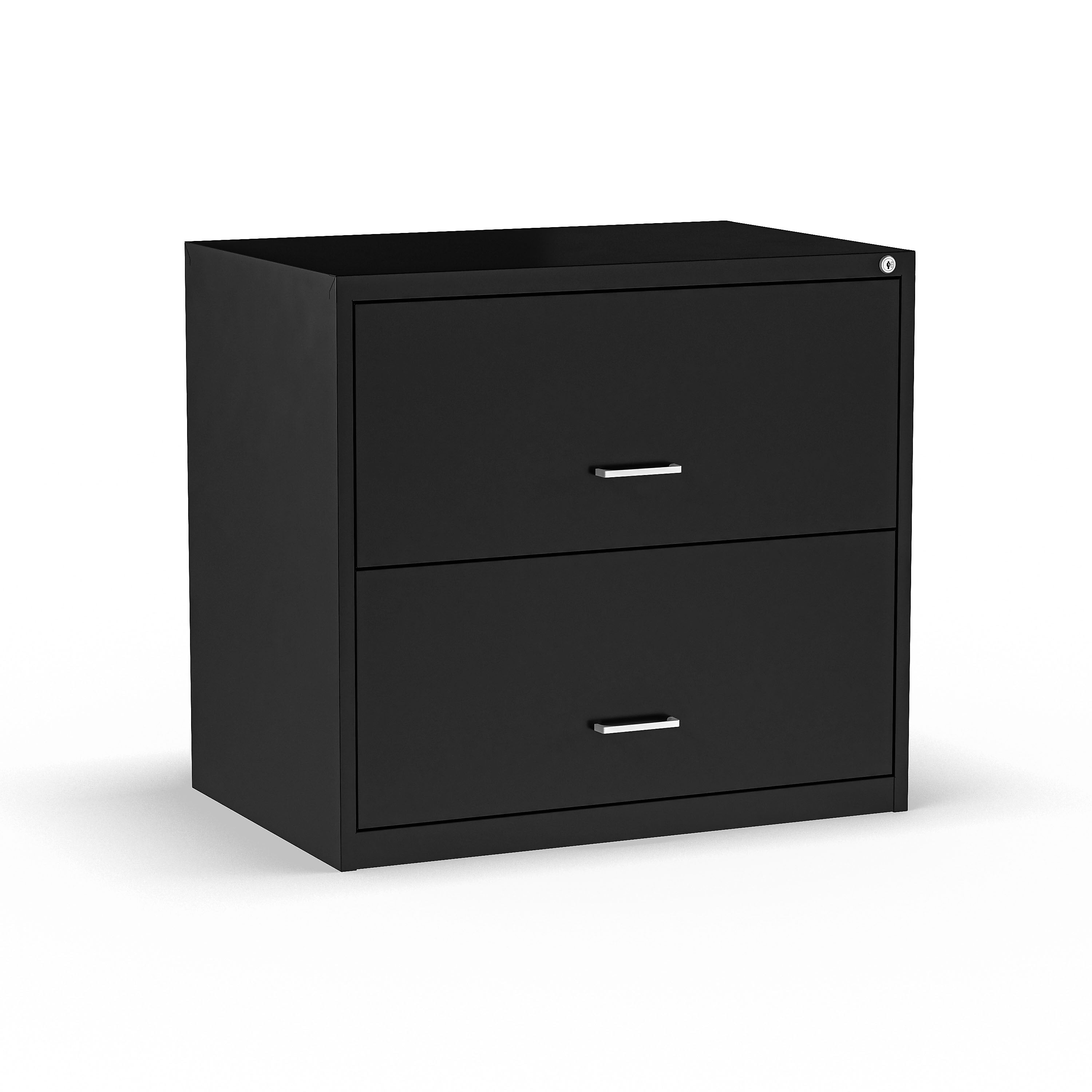 Staples 2-Drawer Light Duty Lateral File Cabinet, Locking, Letter/Legal, Black, 30"W