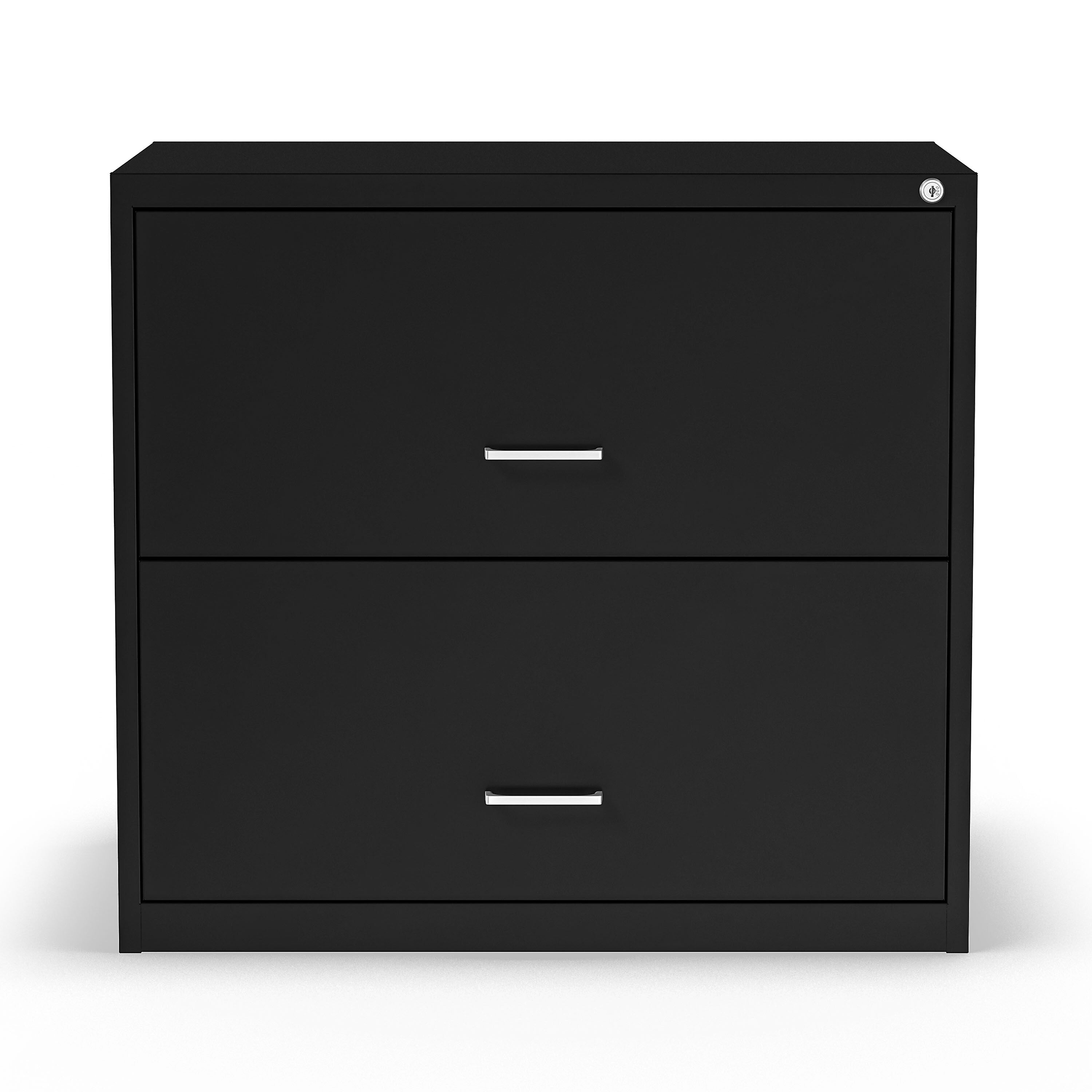 Staples 2-Drawer Light Duty Lateral File Cabinet, Locking, Letter/Legal, Black, 30"W