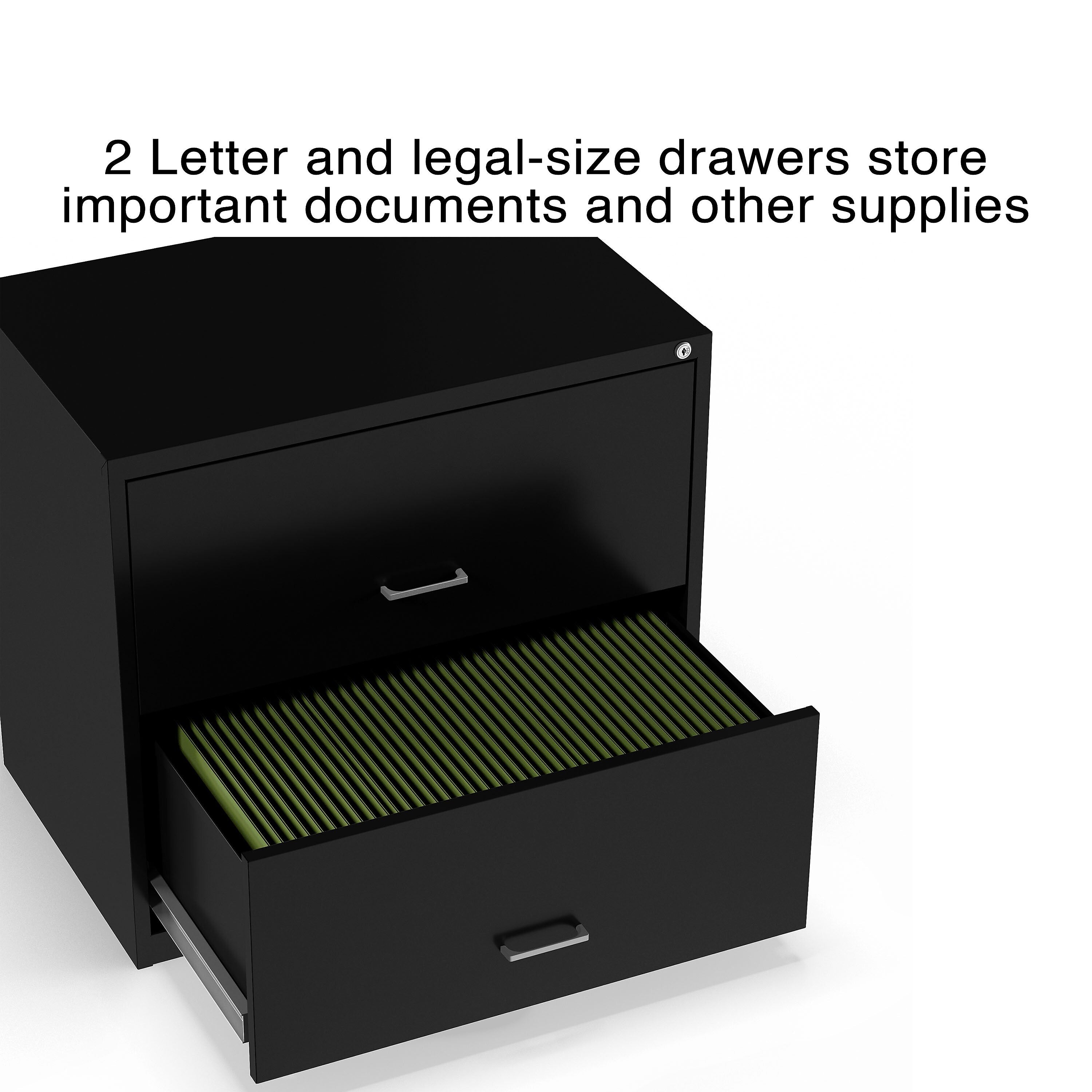 Staples 2-Drawer Light Duty Lateral File Cabinet, Locking, Letter/Legal, Black, 30"W