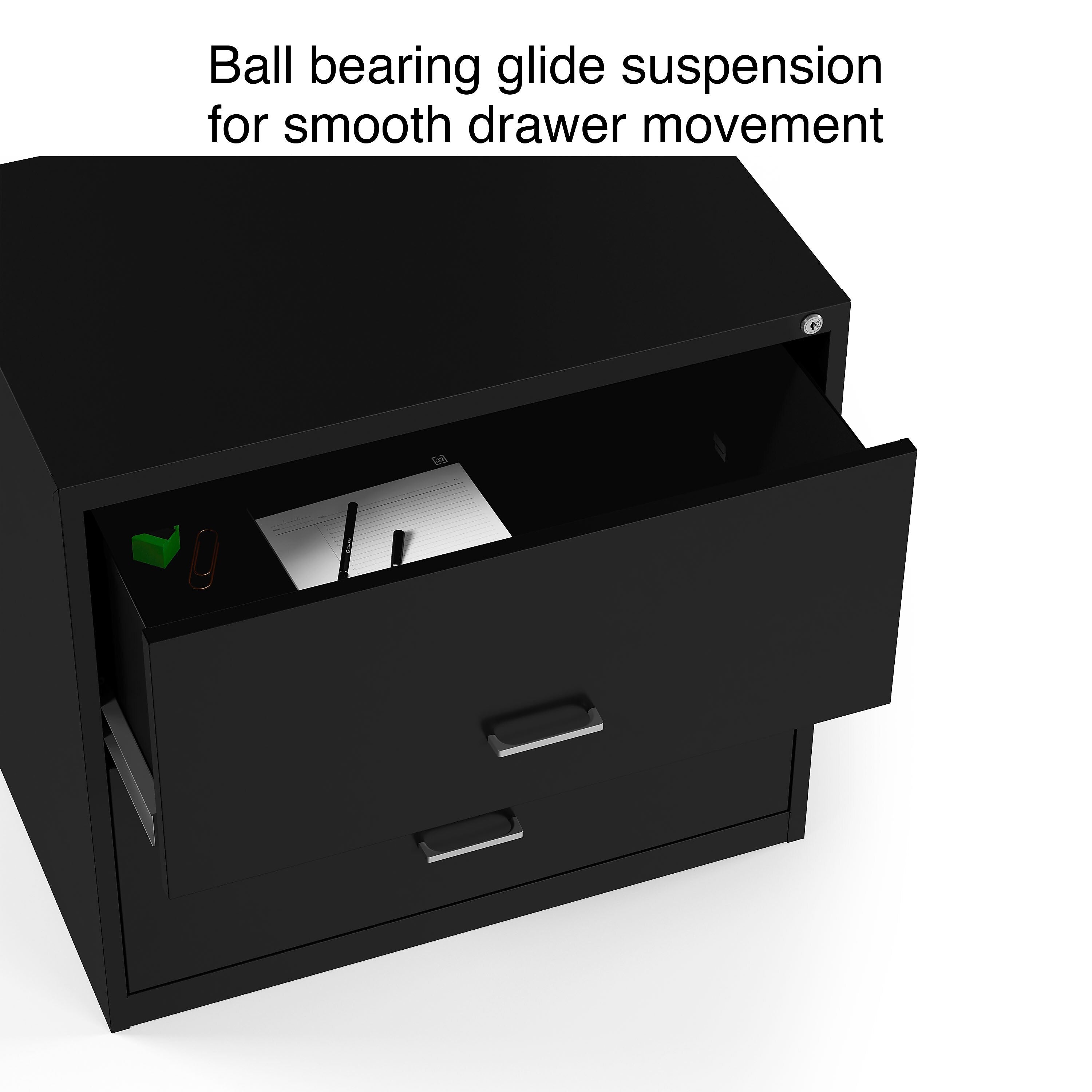 Staples 2-Drawer Light Duty Lateral File Cabinet, Locking, Letter/Legal, Black, 30