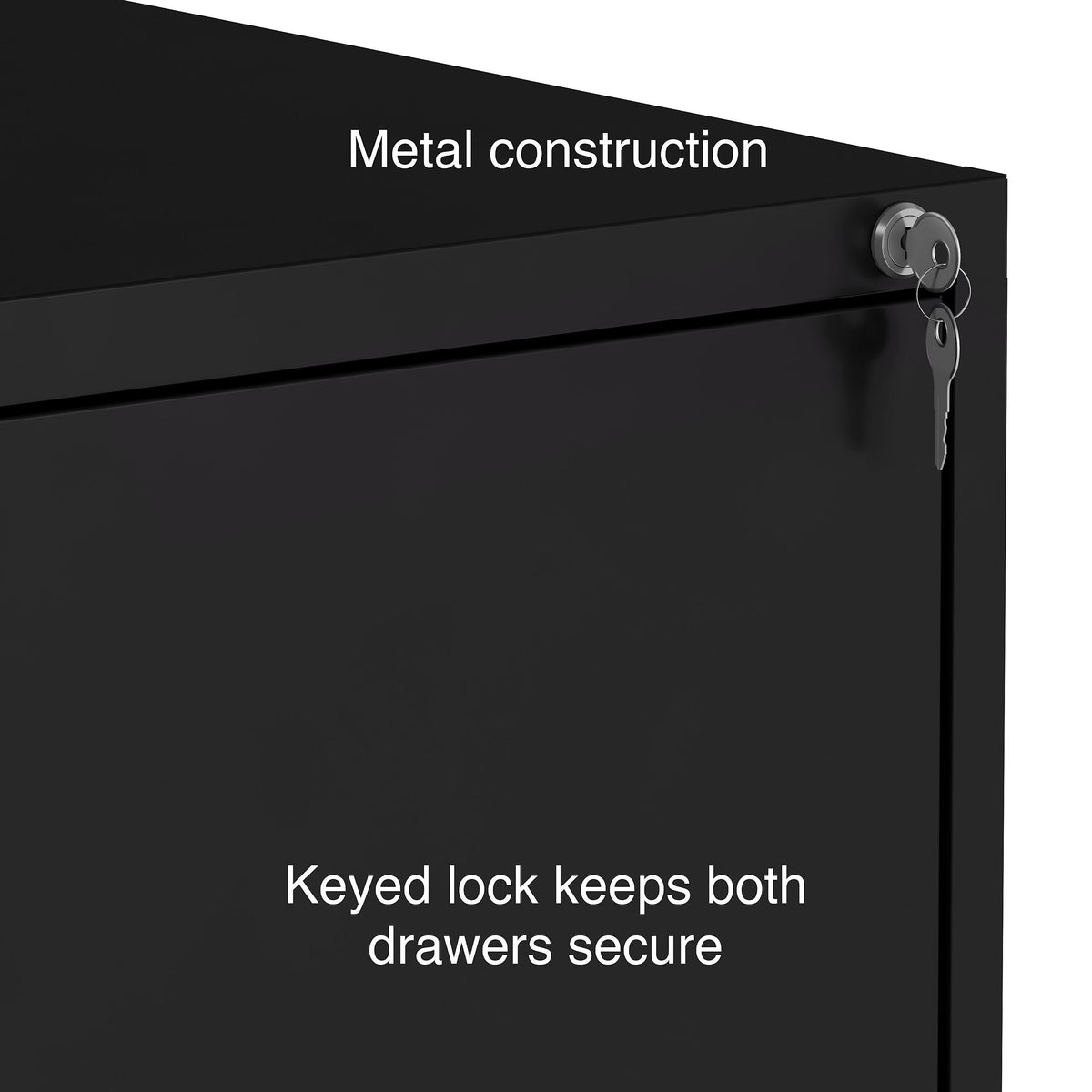 Staples 2-Drawer Light Duty Lateral File Cabinet, Locking, Letter/Legal, Black, 30"W