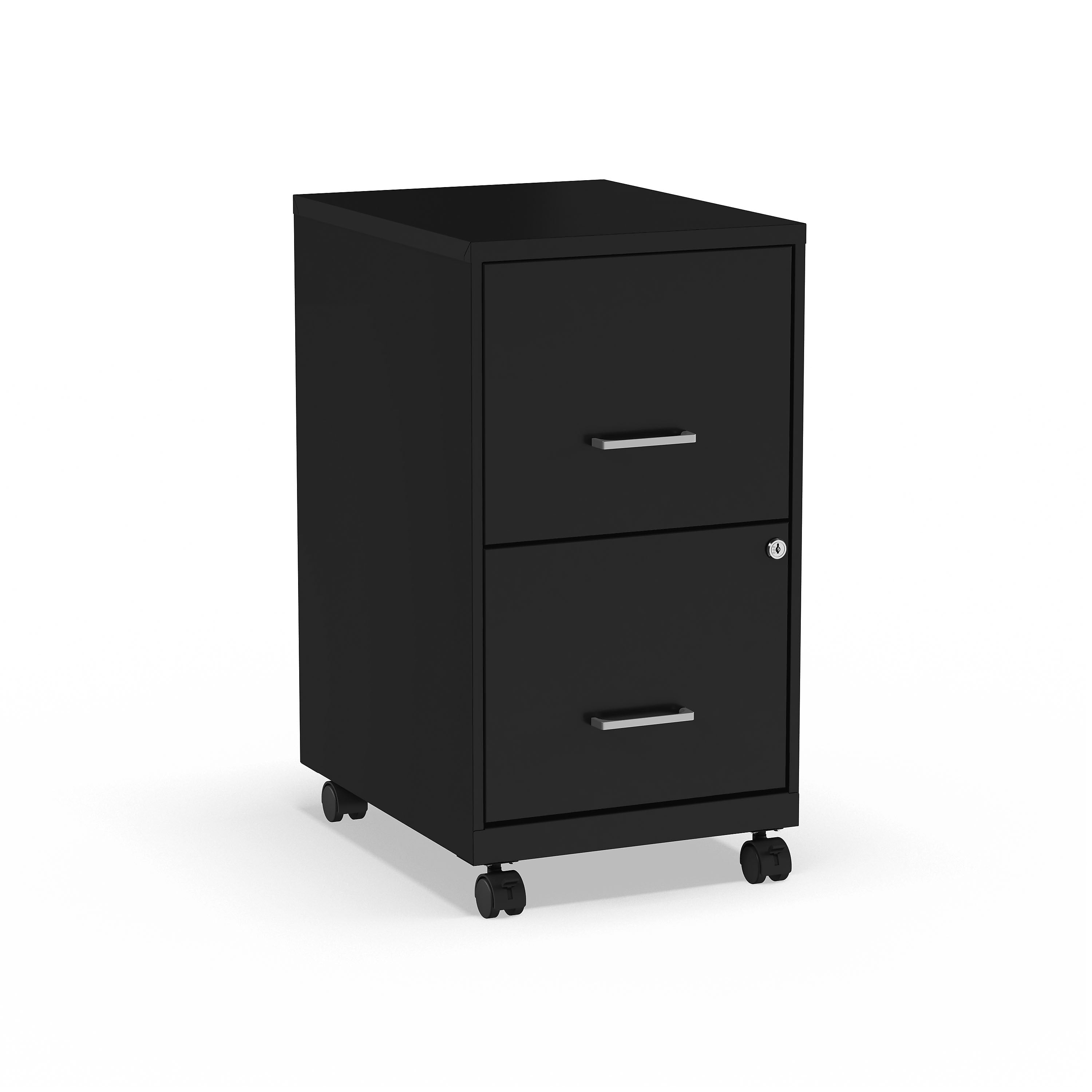 Staples 2-Drawer Light Duty Vertical File Cabinet, Locking, Letter, Black, 18"D