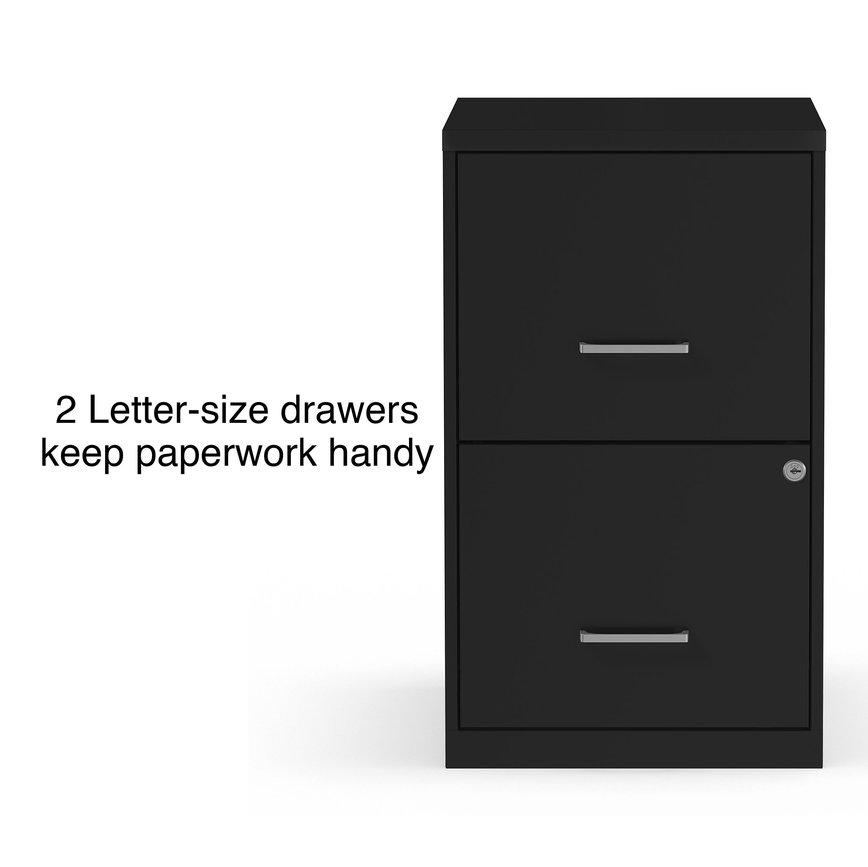 Staples 2-Drawer Light Duty Vertical File Cabinet, Locking, Letter, Black, 18