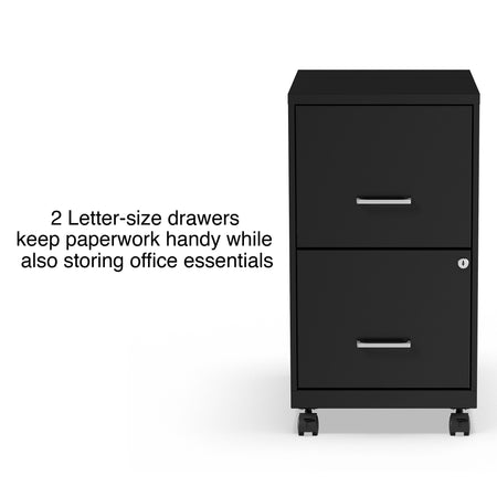 Staples 2-Drawer Light Duty Vertical File Cabinet, Locking, Letter, Black, 18"D