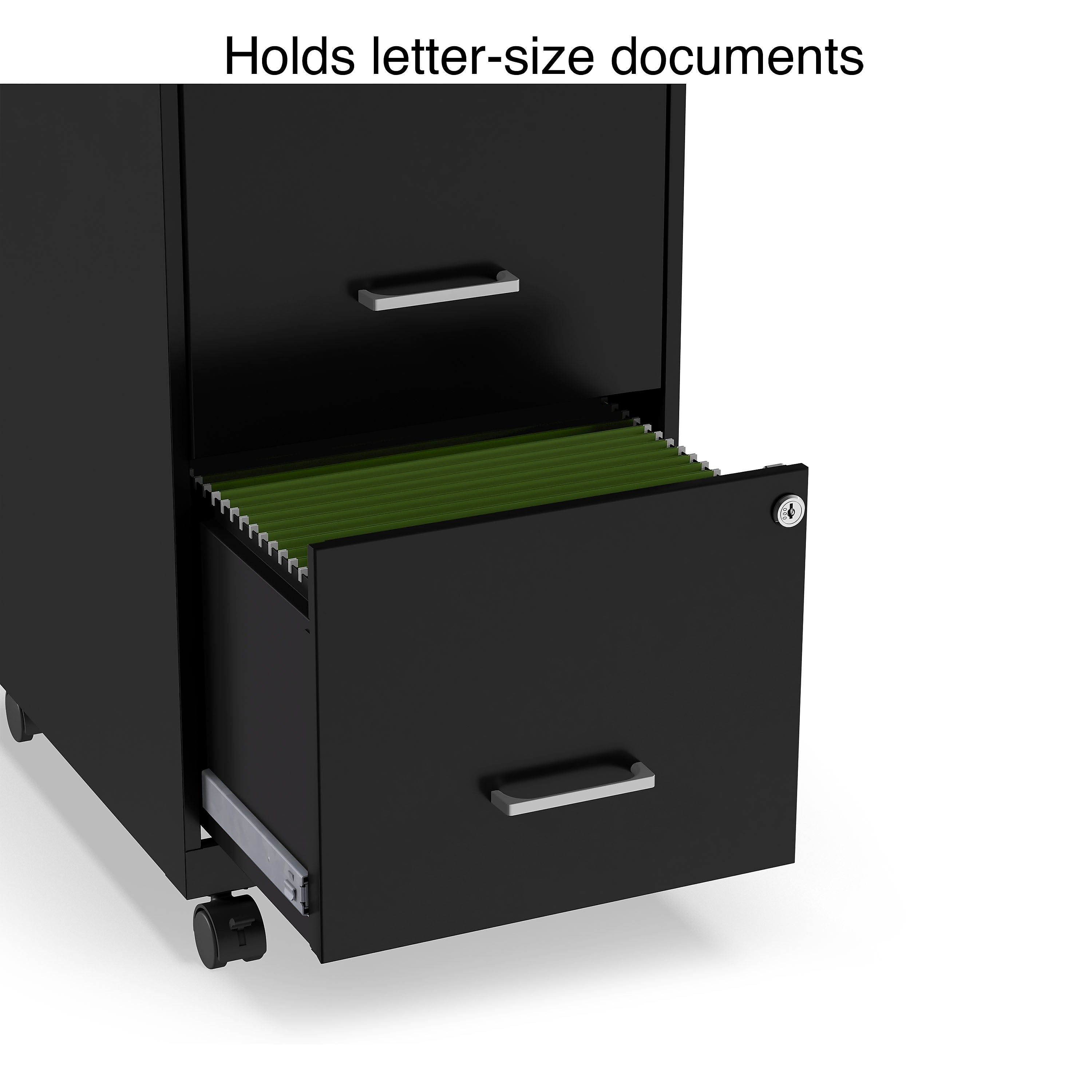 Staples 2-Drawer Light Duty Vertical File Cabinet, Locking, Letter, Black, 18
