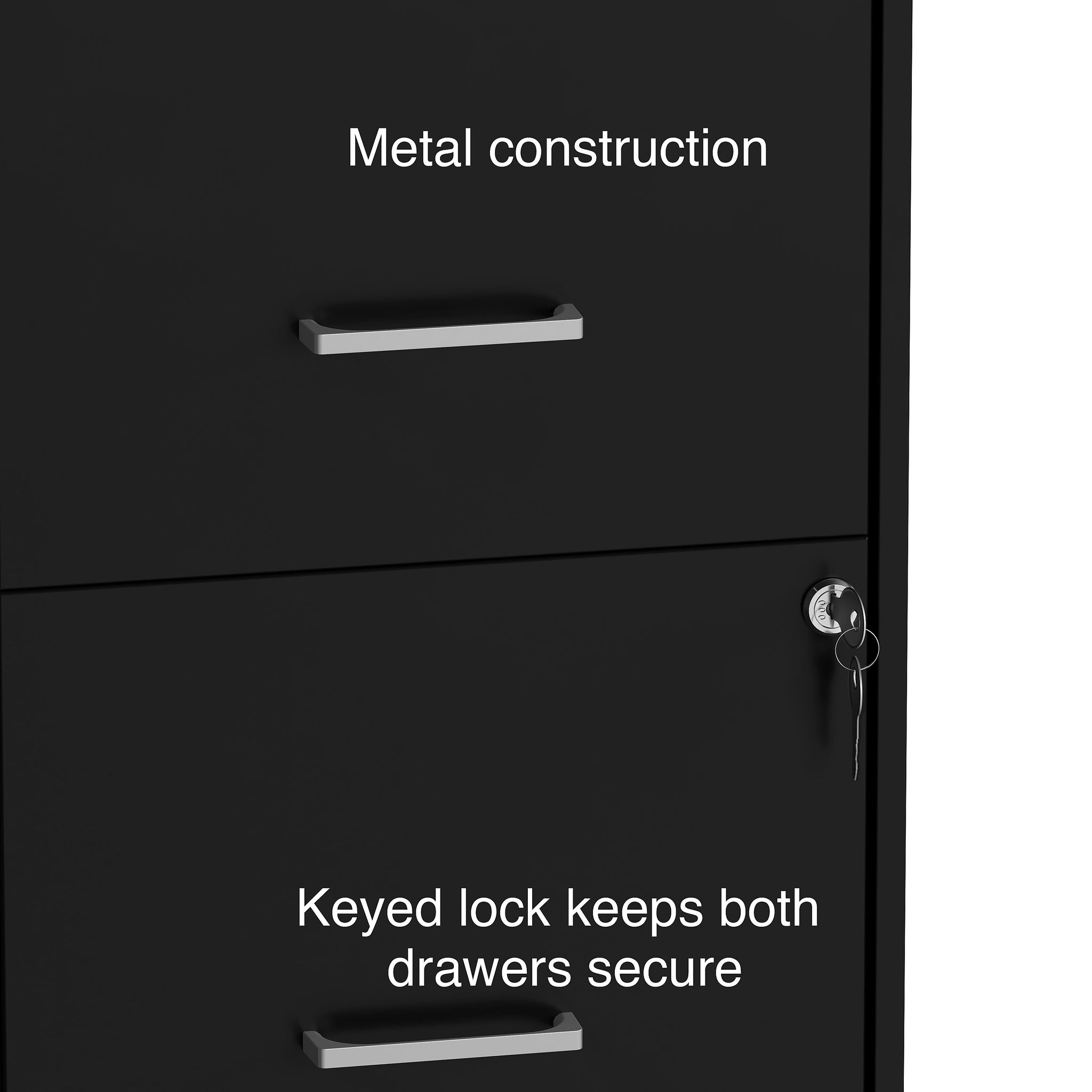 Staples 2-Drawer Light Duty Vertical File Cabinet, Locking, Letter, Black, 18