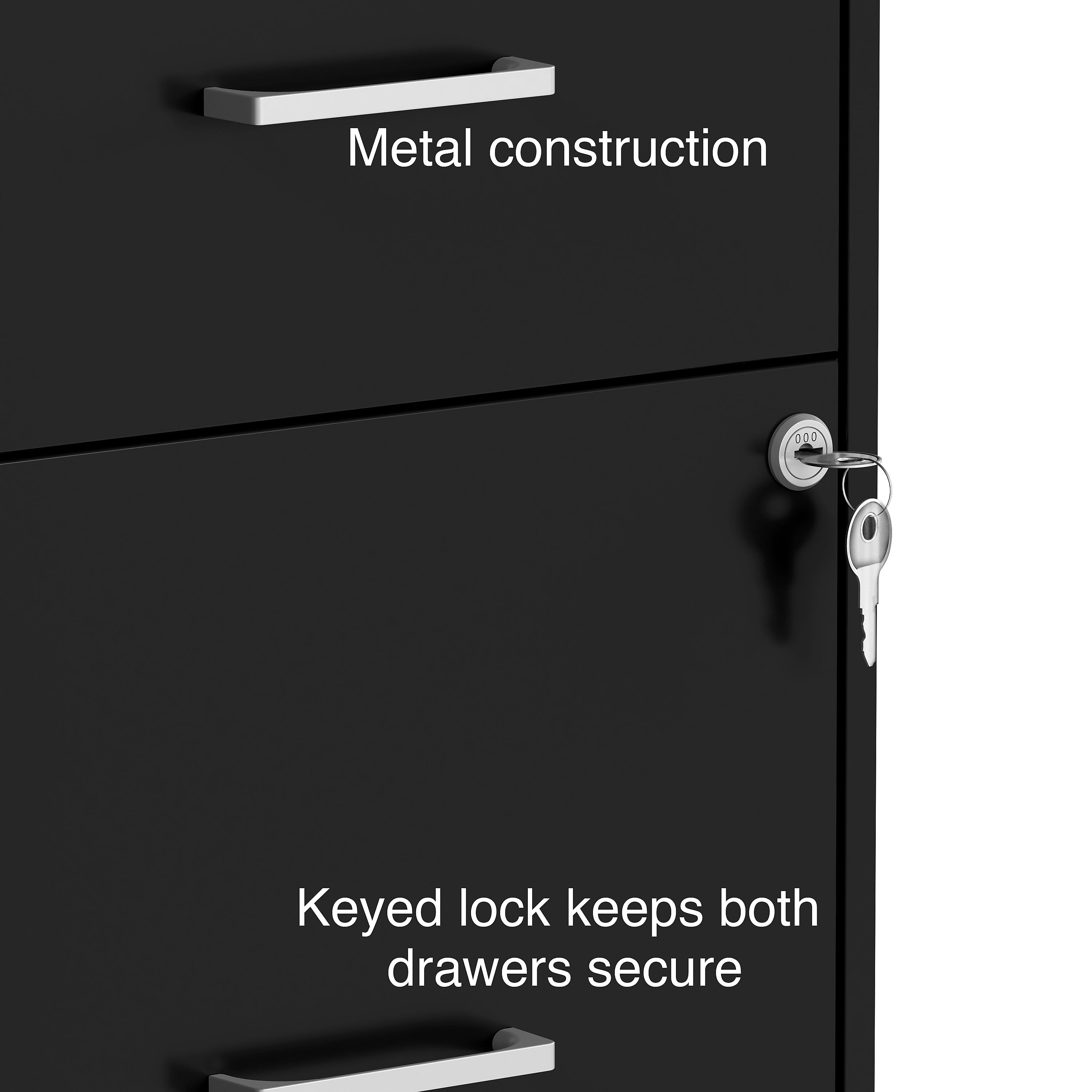 Staples 2-Drawer Light Duty Vertical File Cabinet, Locking, Letter, Black, 18