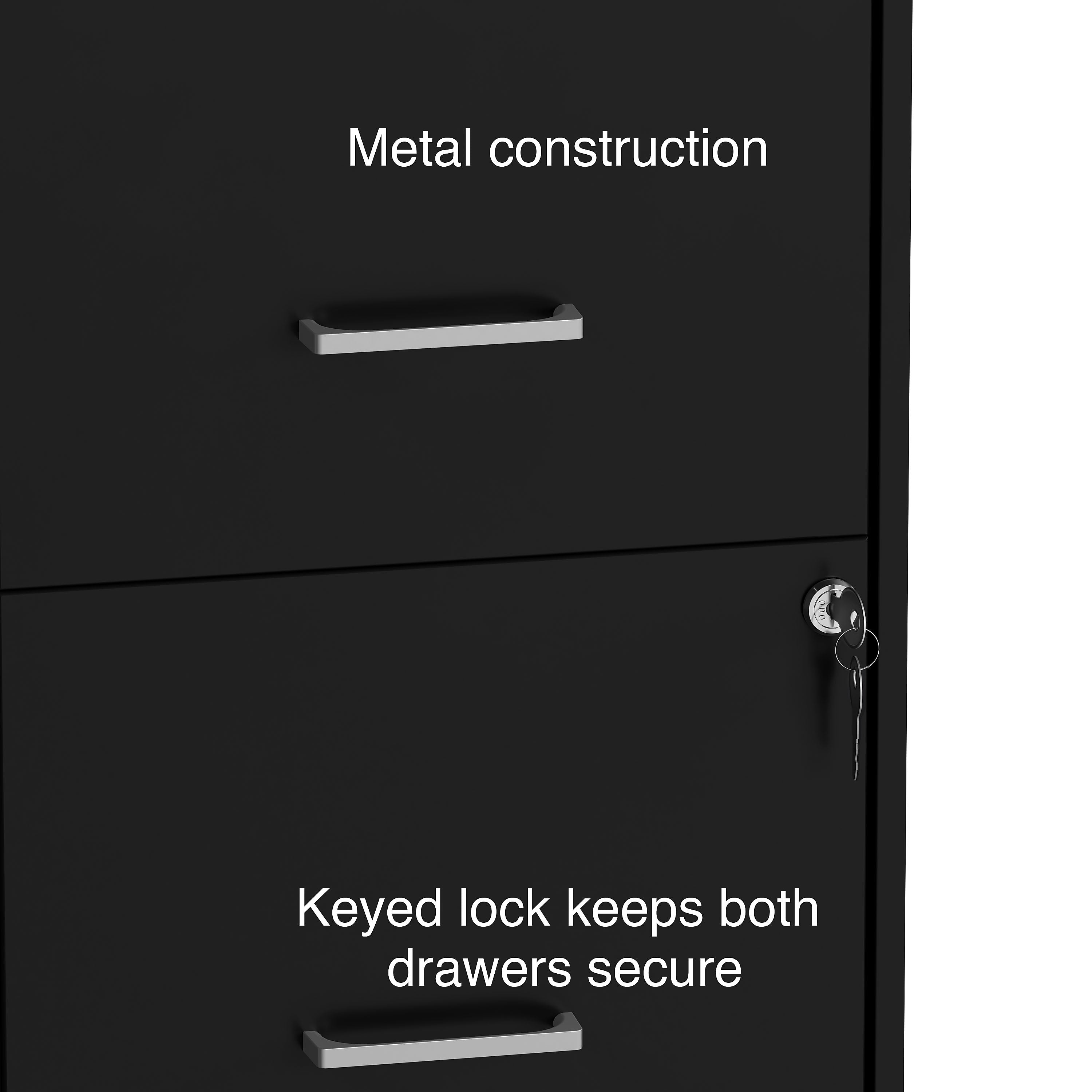 Staples 2-Drawer Light Duty Vertical File Cabinet, Locking, Letter, Black, 18